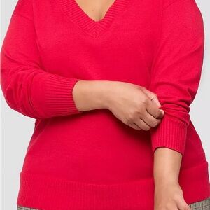 Lane Bryant V-Neck Sweater - Bright Red